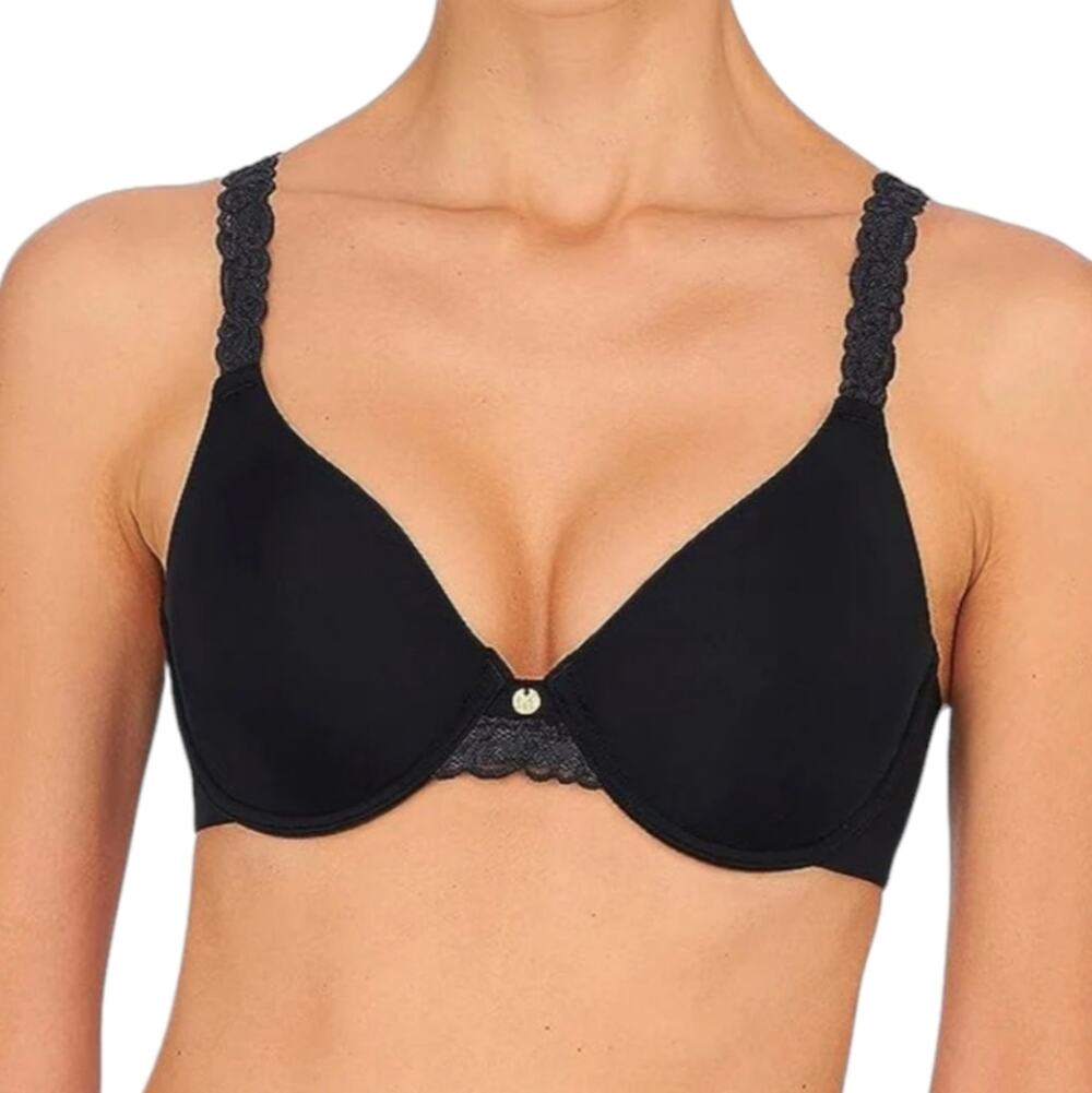 NEW Natori Pure Luxe Custom Coverage Contour Underwire Bra 34DD Black